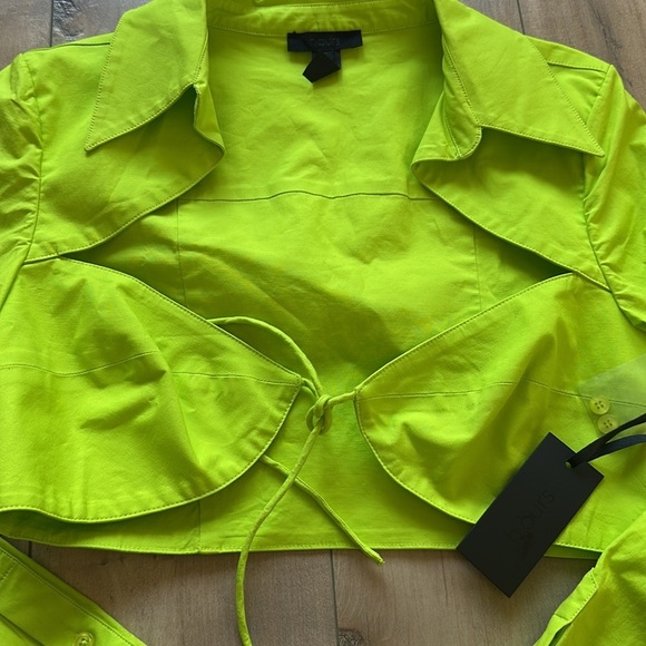 NWT Revolve H:ours Nadia Crop Blouse Acid Lime Green Sz S - Picture 8 of 12